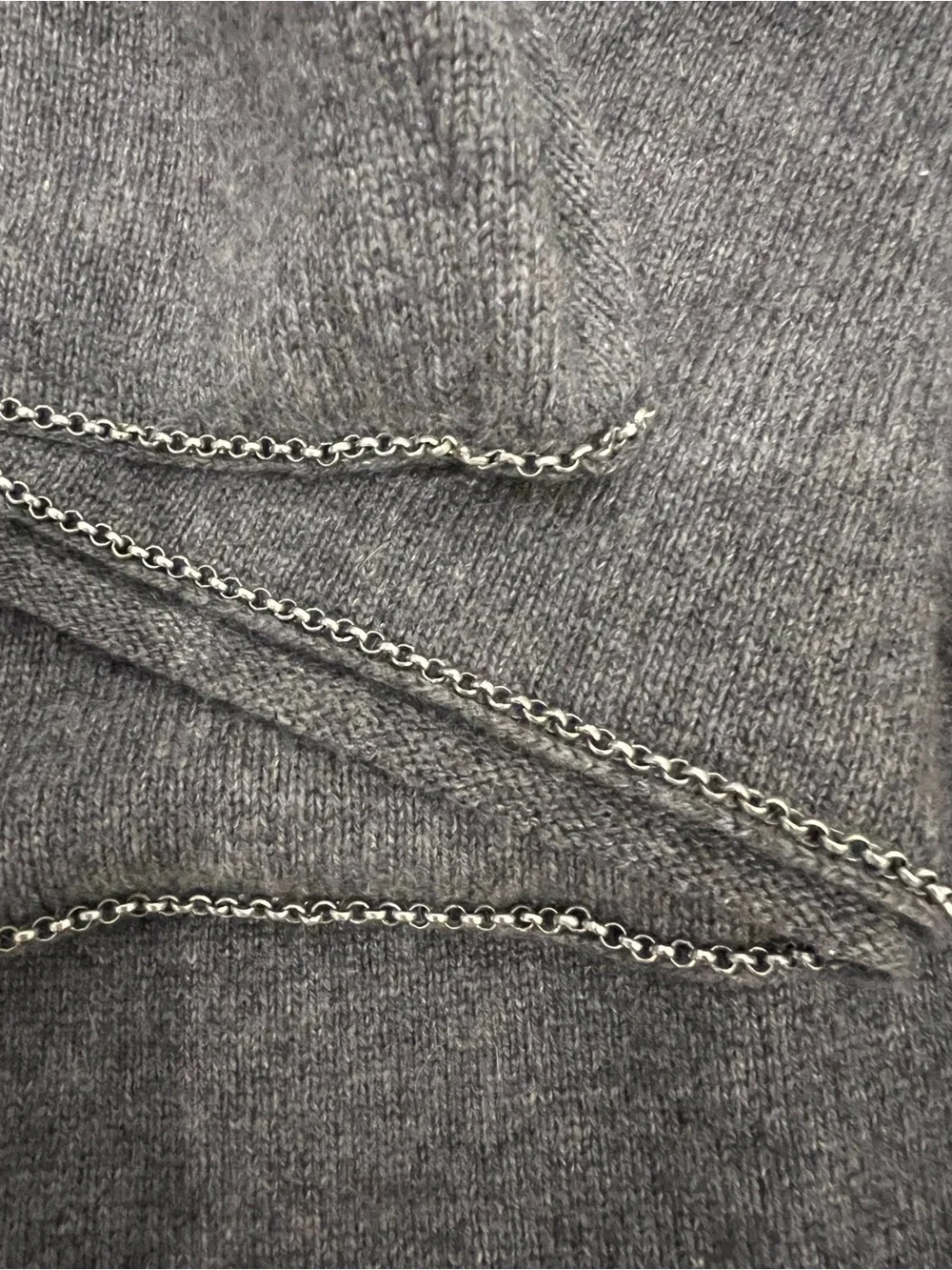 Vintage CHANEL '98A Chain Trim Cashmere Silk Gray Cardigan Sweater Twin Set Fr40